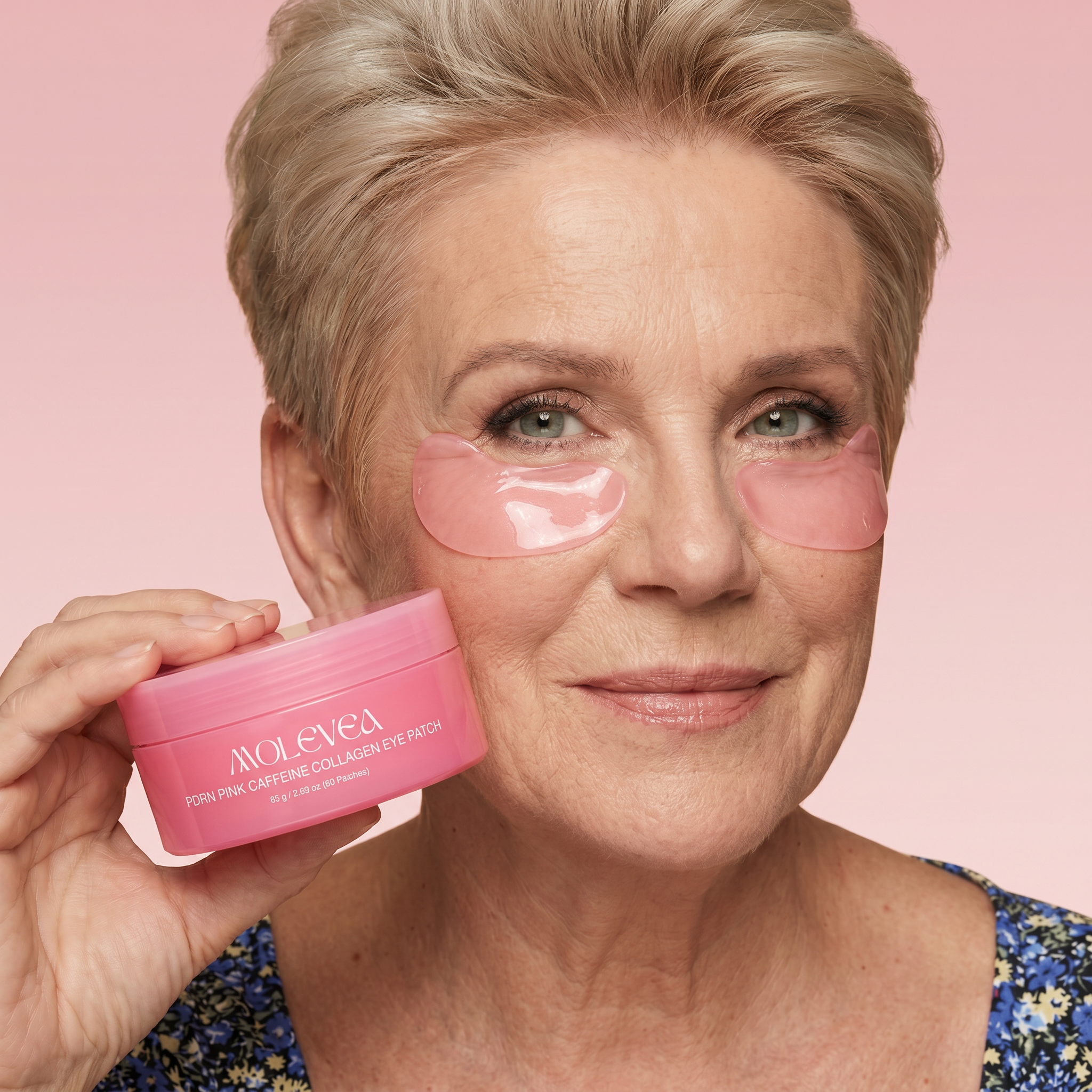 Mature woman holding MOLEVEA Korean PDRN Eye Patches