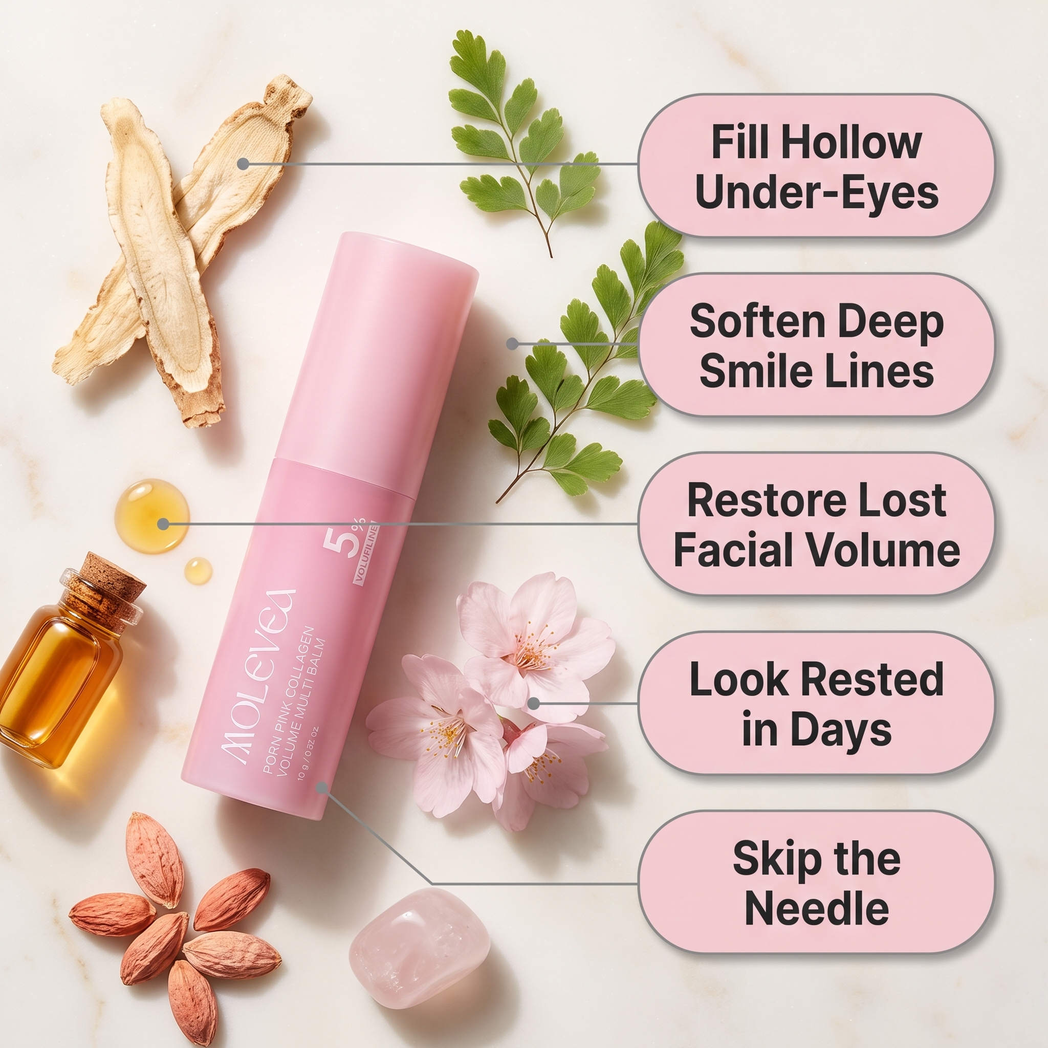 REFLATE by Molevea balm stick with benefit callouts