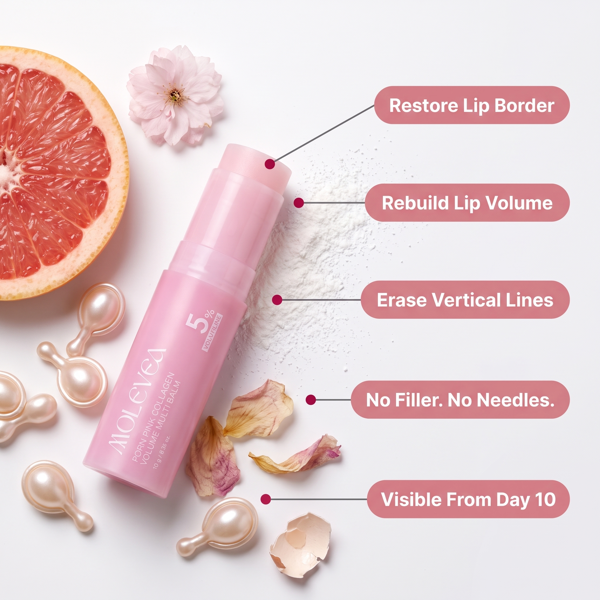 REFLATE by Molevea balm stick with benefit callouts